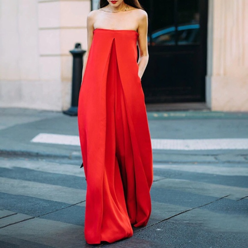 Anthropologie Red Jumpsuit